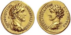 The Roman Empire Antoninus Pius augustus, 138 – 161 Aureus 140, AV 7.08 g. ANTONINVS AVG – PIVS P P TRP COS III Laureate, draped and cuirassed bust r. Rev. AVRELIVS CAESAR – AVG P II F COS Bare-headed