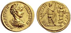 The Roman Empire Caracalla caesar, 195 – 198 Aureus 195-198, AV 7.15 g. M AVR ANTON – CAES PONTIF Bare-headed, draped and cuirassed bust r. Rev. PR – INCIPI – IVVEN – TVTIS Caracalla togate, standing 