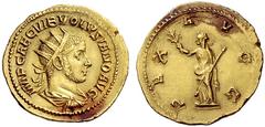 The Roman Empire Volusian, 251 – 253 Binio 251-253, AV 5.08 g. IMP CAE C VIB VOLVSIANO AVG Radiate, draped and cuirassed bust r. Rev. PAX AVGG Pax standing l. holding branch and transverse sceptre. C 