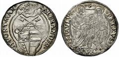 Ancona Alessandro VI (Rodrigo de Borja y Borja), 1492-1503. Grosso, AR 3,30 g. ALEXANDER – VI PONT MAX Stemma sormontato da triregno e chiavi decussate, entro doppia cornice quadrilobata. Rv. S. – PET