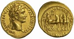 The Roman Empire Augustus, 27 BC - 14 AD No.: 19 Schätzpreis - Estimate CHF 6500.- Aureus, Lugdunum 13-14 AD, 7.79 g. CAESAR AVGVSTVS - DIVI F PATER PATRIAE Laureate head r. Rev. AVG F TR POT - XV Tib
