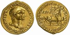 The Roman Empire Nero Augustus, 54 - 68 No.: 34 Schätzpreis - Estimate CHF 20000.- Aureus circa 55, 7.71 g. NERO CLAVD DIVI F CAES AVG GERM IMP TR P COS Conjoined bust of Nero, bare-headed, and Agripp