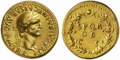 The Roman Empire Galba, 68 - 69 No.: 39 Schätzpreis - Estimate CHF 24000.- Aureus, Spanish mint (Tarraco ?) April-December 68, 7.80 g. SER GALBA IMP CAESAR AVG P M TR P Laureate head r. Rev. S P Q R /