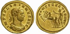 The Roman Empire Florian, June - August 276 No.: 214 Schätzpreis - Estimate CHF 65000.- Heavy aureus, Cyzicus circa 276, 6.54 g. IMP C M C L TACITVS AVG Laureate, draped and cuirassed bust r. Rev. CON