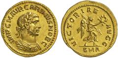 The Roman Empire Carinus as Caesar, 282 - 283 No.: 227 Schätzpreis - Estimate CHF 7000.- Aureus, Antioch circa 283, 4.31 g. IMP C M AVR CARINVS NOB C Laureate, draped and cuirassed bust r. Rev. VICTOR