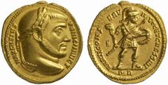 The Roman Empire Maxentius Caesar, 306 - 307 No.: 261 Schätzpreis - Estimate CHF 15000.- Aureus circa 306-307, 5.00 g. MAXENTIVS - PRINC INVICT Laureate head r. Rev. MARTI - CONS - ERV - A - VG ET CAE