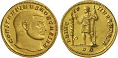 The Roman Empire Constantine I Caesar, 306 - 307 No.: 270 Schätzpreis - Estimate CHF 90000.- Medallion of 4 aurei circa 306-307, 22.08 g. CONSTANTINVS NOC CAESAR Bare head r. Rev. PRIC - IP - I IVVENT