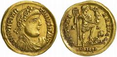 The Roman Empire Constantine III, 407 - 411 No.: 334 Schätzpreis - Estimate CHF 5000.- Solidus, Arles after 408, 4.45 g. D N CONSTAN - TINVS P F AVG Rosette-diademed, draped and cuirassed bust r. Rev.