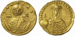 Byzantine Gold Coins Leo VI "The Wise", 886 - 912 No.: 438 Schätzpreis - Estimate CHF 10000.- Solidus circa 886-908, 4.04 g. +mARIA+ Facing bust of the Virgin, orans, wearing tunic and maphorion; acro