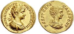 The Roman Empire Caracalla augustus, 198 – 217 Aureus 199-200, AV 7.13 g. ANTONINVS PIVS – AVG PON TR P IIII Laureate, draped and cuirassed bust of Caracalla r. Rev. P SEPT GETA – CAES PONT Bare heade