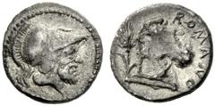 The JD collection of Roman Republican Coins part II – Session I Obol, Neapolis 320-300, AR 0.66 g. Head of Mars r., wearing Corinthian helmet; behind, oak spray (?). Rev. Head of horse r.; behind, cor