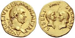 The Roman Empire Vitellius, 2nd January – 20th December 69 (recognized Emperor in Rome on 19th April) Aureus late April-20 December 69, AV 7.18 g. A VITELLIVS GERMAN IMP TR P Laureate head of Vitelliu