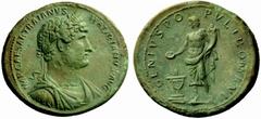 The Roman Empire Hadrian augustus, 117 – 138 Medallion 120-121, Æ 28.50 g. IMP CAESAR TRAIANVS – HADRIANVS AVG Draped and cuirassed bust r., wearing barley-wreath. Rev. GENIVS PO – PVLI ROMANI Genius 