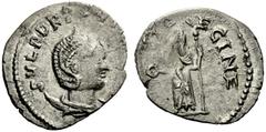 The Roman Empire Dryantilla, wife of Regalianus Antoninianus, Carnuntum circa 260, AR 3.22 g. SVLP DR[YANTILLA AVG] Diademed bust r. on crescent. Rev. [IVN]O[NI R]EGINE Juno, veiled, standing l., hold