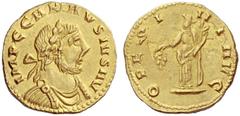 The Roman Empire Carausius, 286/7 – 293 Aureus, Rotomagus (?) 289-293, AV 5.10 g. IMP C CARAVSIVS AVG Laureate and cuirassed bust r. Rev. OPES I – VI AVG Abundantia standing l., holding bunch of grape