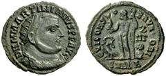 The Roman Empire Martinian, 324 Follis, Nicomedia 324, Æ 2.14 g. D N M MARTINIANVS P F AVG Radiate, draped and cuirassed bust r. Rev. IOVI CONS – ERVATORI Jupiter standing l., holding Victory on globe