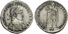 The Roman Empire Constans augustus, 337 – 350 Medallion of four siliquae, Treveri 350, AR 11.38 g. FL IVL CONSTANS PIVS FELIX AVG Rosette-diademed, draped and cuirassed bust r. Rev. TRIVMFATOR – GENTI