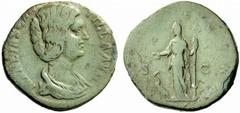 The Roman Empire Manlia Scantilla, wife of Didius Julianus Sestertius March 28th-end of May 193, Æ 15.43 g. Draped bust r. Rev. Juno standing l., holding patera and sceptre. C6. RIC Didius Julianus 18