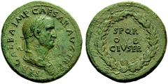 THE ROMAN EMPIRE GALBA, June 8(?), 68–January 15, 69. Sestertius, Rome October 68, Æ 23.89 g. Obv. SER GALBA IMP CAESAR AVG TR P His laureate and draped bust right; border of dots. Rev . S P Q R / OB 
