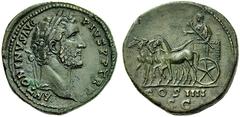 THE ROMAN EMPIRE ANTONINUS PIUS, July 10, 138–March 7, 161. Sestertius, Rome early 146, Æ 22.90 g. Obv. ANTONINVS AVG - PIVS P P TR P His laureate head right; border of dots. Rev. COS IIII / S - C Ant