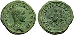 THE ROMAN EMPIRE Maximus, Caesar, January 7/May 16, 236–mid April 238. Struck by Maximinus I, February/March 235–mid April(?) 238. Sestertius, Rome, Æ 25.42 g. Obv. MAXIMVS CAES GERM Draped bust of Ma