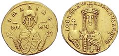 The Byzantine Empire The mint is Constantinopolis unless otherwise stated Leo VI the Wise, 29 August 886 – 11 May 912 with colleagues from 879. Solidus 886-908, AV 4.33 g. +MARIA+ Facing bust of the V