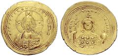 The Byzantine Empire The mint is Constantinopolis unless otherwise stated Michael IV, the Paphlagonian 11 April 1034 – 10 December 1041 Histamenon 1034-1041, AV 4.40 g. +IHS XIS REX REGNANTIhM Facing 