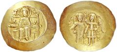 The Byzantine Empire The mint is Constantinopolis unless otherwise stated Isaac II Angelus, 12 September 1185 – 8 April 1195 Hyperpyron 1185-1195, AV 3.02 g. The Virgin, nimbate, enthroned facing; on 