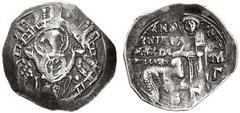 The Restored Byzantine Empire Andronicus II, Palaeologus 11 December 1282 – 24 May 1328 and associated rulers from 1294 Silver pattern, 1282-1294, AR 2.51 g. Bust of the Virgin orans within within the