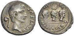 The Roman Empire Octavian as Augustus, 27 BC – 14 AD C. Marius C F Tro . Denarius 13 BC, AR 3.63 g. AVGVSTVS Bare head r.; behind, lituus l. Rev. C MARIVS TR – O – III – VIR Head of Julia r., surmount