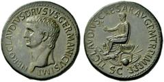 The Roman Empire In the name of Nero Claudius Drusus Sestertius circa 41-50 (?), Æ 30.35 g. NERO CLAVDIVS DRVSVS GERMANICVS IMP Bare head l. Rev. TI·CLAVDIVS·CAESAR·AVG·P·M·TR·P·IMP·P·P – S·C Claudius
