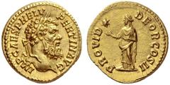 The Roman Empire Pertinax, 1st January – 28th March 193 Aureus 1st January-28th March 193, AV 8.20 g. IMP CAES P HELV – PERTIN AVG Laureate head r. Rev. PROVID – DEOR COS II Providentia standing l., r