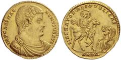 The Roman Empire Magnentius, 350 – 353 Medallion of 3 solidi, Aquileia circa 351, AV 13.35 g. IMP CAES MAG – NENTIVS AVG Bareheaded, draped and cuirassed bust r. Rev. LIBERATOR·REI·PVBLICAE Magnentius