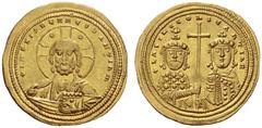 The Byzantine Empire Basil II Bulgaroctonos, 11 January 976 – 15 December 1025, with Constantine VIII, co-emperor throughout the reign Histamenon 1005-1025, AV 4.43 g. +IHS XIS REX REGNANTIhM Facing b