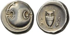 Greek Coins Boeotia, Thebes Stater circa 395-387, AR 12.23 g. Boeotian shield. Rev. Amphora. BCD Boiotia 579. Good very fine