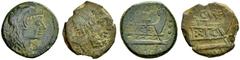 The JD collection of Roman Republican Coins part III – Session II Lot of 2 coins: semis, Æ 5.96 g. Crawford 240/2b; quadrans, Æ 4.71 g. Crawford 246/4a. Fine to about very fine Ex Vecchi 3, 1996, 449 