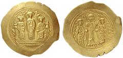 The Byzantine Empire Romanus IV Diogenes, 1068 – 1071 and associate rulers Histamenon circa 1068-1071, AV 4.40 g. Three figures standing facing; Michel VII, in centre, wearing crown and loro s and hol