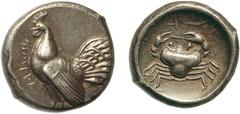 JDL Collection Part II: Geek Coins SICILY HIMERA, didrachm c. 483-472, Attic standard, AR 8.49 g. Obv. HIMERA Cockerel standing left. Rev. Crab seen from above. Literature Traité II/1, 2379–2380, pl. 