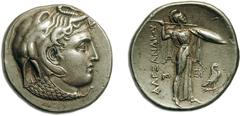 JDL Collection Part II: Geek Coins ASIA. SATRAPY OF EGYPT. PTOLEMY, 323–305. Tetradrachm, Alexandria c. 312, Attic standard, AR 17.10 g. Obv. Diademed head of deified Alexander the Great right, wearin