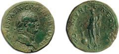 JDL Collection Part II: Roman Coins THE ROMAN EMPIRE. VESPASIAN, end August 69 –June 23, 79. Sestertius, Rome, 71, Æ 24.05 g. Obv. IMP CAES VESPAS AVG P M TR P P P COS III His laureate head right; bor
