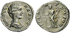 The Roman Empire Didia Clara, Daughter of Didius Julianus Denarius 193, AR 3.31 g. DIDIA CLA – RA AVG Draped bust r. Rev. HILA – R – T – EMPOR Hilaritas standing l., holding long palm and cornucopiae.
