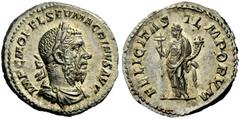 The Roman Empire Macrinus, 217 – 218 Denarius 217, AR 3.80 g. IMP C M OPEL SEV MACRINVS AVG Laureate, draped and cuirassed bust r. Rev. FELICITAS TEMPORVM Felicitas, draped and diademed, standing l., 