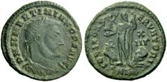 The Roman Empire Martinian, 324 Follis, Nicomedia 324, Æ 3.02 g. D N M MARTINIANO P F AVG Radiate, draped and cuirassed bust r. Rev. IOVI CONS – ERVATORI Jupiter standing l., holding Victory on globe 