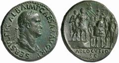 The Roman Empire Galba, July 68 – January 69 No.: 401 Schätzpreis - Estimate CHF 18000 d=36 mm Sestertius December 68 - January 69, æ 25.36 g. SER SVLPI GALBA IMP CAESAR AVG P M TR P Laureate and drap