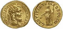 The Roman Empire Pertinax, 1 January – 28 March 193 No.: 497 Schätzpreis - Estimate CHF 20000 d=20 mm Aureus January - March 193, AV 7.23 g. IMP CAES P HELV – PERTIN AVG Laureate head r. Rev. LAETITIA
