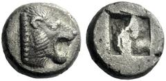 The J. FALM Collection: Miniature Masterpieces of Greek Coinage depicting Animals Lesbos, Mytilene 1/10 stater circa 500-450, billon 1.51 g. Lion’s head r. with open jaws. Rev. Quadripartite incuse sq