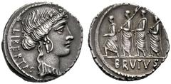 The Collection of Roman Republican Coins of a Student and his Mentor Part III M. Junius Brutus. Denarius 54, AR 4.02 g. LIBERTAS Head of Libertas r. Rev. The consul L. Junius Brutus walking l. between