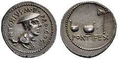 The Collection of Roman Republican Coins of a Student and his Mentor Part III C. Antonius. Denarius, mint moving with C. Antonius 43, AR 3.94 g. C ANTONIVS·M·F – PRO·COS Draped female bust r., wearing
