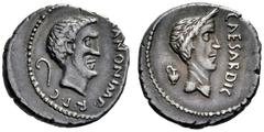 The Collection of Roman Republican Coins of a Student and his Mentor Part III Marcus Antonius. Denarius, Gallia Cisalpina 43, AR 3.86 g. [M] ANTON IMP R·P·C· Bearded head of Mark Antony r.; behind, li