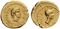 The Collection of Roman Republican Coins of a Student and his Mentor Part III Octavianus. Aureus, Gallia Transalpina and Cisalpina 43, AV 8.08 g. C·CAESAR·COS·PONT·AVG· Bare and bearded head of Octavi